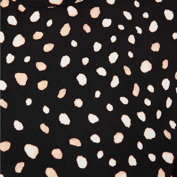 Ann Taylor Black Spotted Mock Neck Midi Dress - Picture 2 of 3